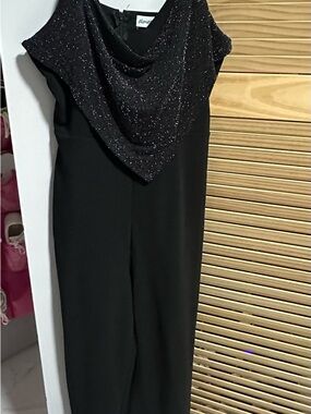 T.J.Maxx Black Wide-Leg Jumpsuit with Sparkle Drape